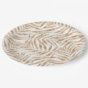 Elegante tropische gouden palmbladeren papieren bordje