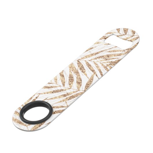 Elegante tropische gouden palmbladeren speed flessenopener (Voorkant Gekanteld)