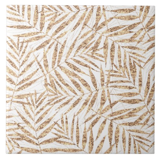 Elegante tropische gouden palmbladeren tegeltje (Voorkant)