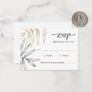 Elegante Tropische Groen Wedding RSVP Kaart Notitiekaartje