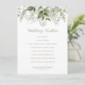 Elegante Tropische Groen Wedding Tijdlijn Programmakaart (Staand voorkant)