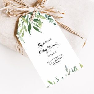 Elegante tropische groene blad baby shower cadeaulabel
