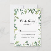Elegante Tropische Groene Bladkalligrafie RSVP (Voorkant)