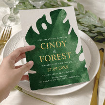 Elegante Tropische Groene Monstera Leaf Wedding