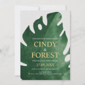 Elegante Tropische Groene Monstera Leaf Wedding Kaart (Voorkant)