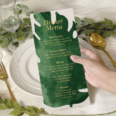 Elegante Tropische Groene Monstera Leaf Wedding Menu