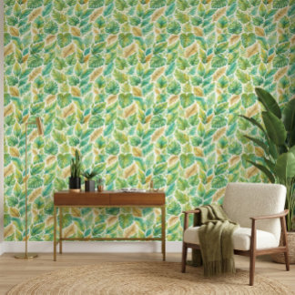 Elegante tropische groene palmboombladeren behang