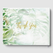 Elegante Tropische Groene Waterverf Monstera blade Gastenboek (Achterkant)