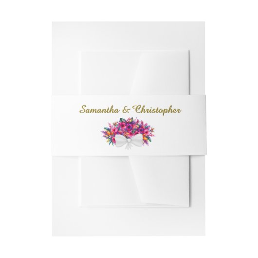 Elegante Tropische Hibiscus Bloemen Boeket bruilof Uitnodigingen Wikkel (Voorkant Voorbeeld)