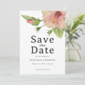 Elegante Tropische Hibiscus Bruiloft Save The Date (Staand voorkant)