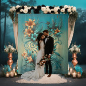 Elegante tropische iriserende bruiloft achtergrond wandkleed