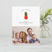 Elegante Tropische Kerst Pijnboom Ananas | Foto Feestdagenkaart (Staand voorkant)