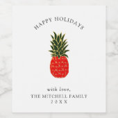 Elegante tropische kerstananas wijn etiket (Enkel label)