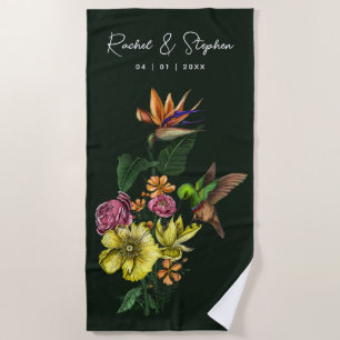Elegante Tropische Kolibrie Bloemrijke Zomer Bruil Strandlaken