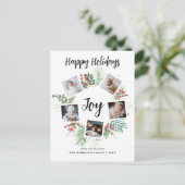 Elegante Tropische Krans Fotocollage Kerstmis Feestdagenkaart (Staand voorkant)