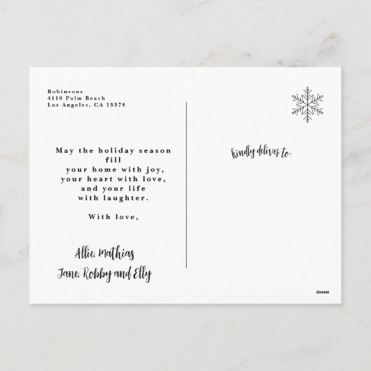 Elegante Tropische Krans Fotocollage Kerstmis Feestdagenkaart (Achterkant)