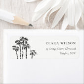 Elegante Tropische Kustpalm Schets Adres Etiket (Insitu)