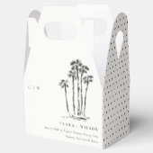 Elegante Tropische Kustpalmboom Schets Bruiloft Bedankdoosjes (Geopend)