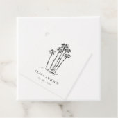 Elegante Tropische Kustpalmboom Schets Bruiloft Bedankjes Labels (In situ)