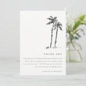 Elegante Tropische Kustpalmboom Schets Bruiloft Bedankkaart (Staand voorkant)