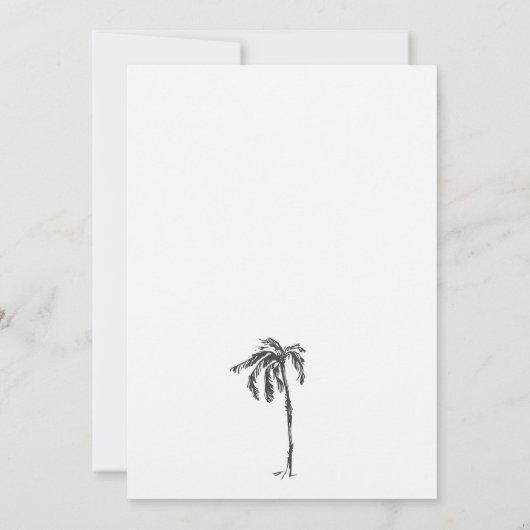 Elegante Tropische Kustpalmboom Schets Bruiloft Bedankkaart (Achterkant)