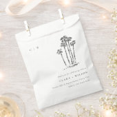 Elegante Tropische Kustpalmboom Schets Bruiloft Bedankzakje (Geknipt)
