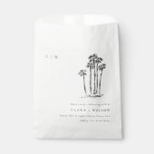 Elegante Tropische Kustpalmboom Schets Bruiloft Bedankzakje (Voorkant)