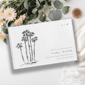 Elegante Tropische Kustpalmboom Schets Bruiloft Gastenboek
