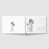 Elegante Tropische Kustpalmboom Schets Bruiloft Gastenboek (Volledig)