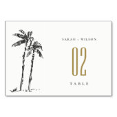 Elegante Tropische Kustpalmboom Schets Bruiloft Kaart (Achterkant)
