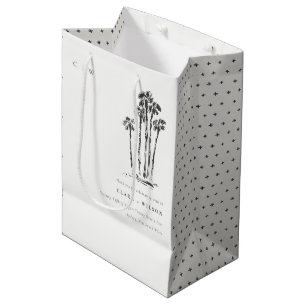 Elegante Tropische Kustpalmboom Schets Bruiloft Medium Cadeauzakje