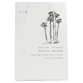 Elegante Tropische Kustpalmboom Schets Bruiloft Medium Cadeauzakje (Voorkant)