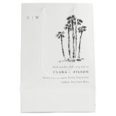 Elegante Tropische Kustpalmboom Schets Bruiloft Medium Cadeauzakje (Achterkant)