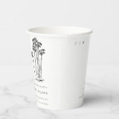 Elegante Tropische Kustpalmboom Schets Bruiloft Papieren Bekers (Rechts)