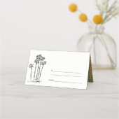 Elegante Tropische Kustpalmboom Schets Bruiloft Plaatskaartje (Achterkant)