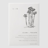 Elegante Tropische Kustpalmboom Schets Bruiloft Vellum Uitnodigingen (Voorkant)