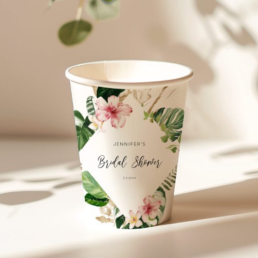 Elegante tropische monstera bruidsshower papieren bekers