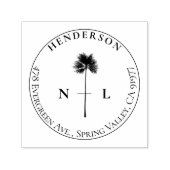 Elegante Tropische Palm bruiloft Initialen & adres Zelfinktende Stempel (Design)