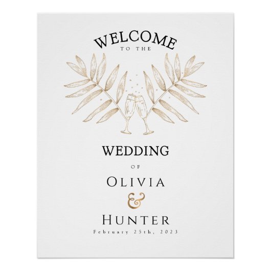 Elegante Tropische Palm bruiloft welkom teken Perfect Poster (Voorkant)