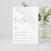 Elegante Tropische Palm Leaf RSVP Respons Kaart (Staand voorkant)