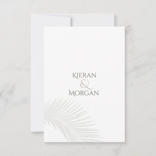Elegante Tropische Palm Leaf RSVP Respons Kaart (Achterkant)