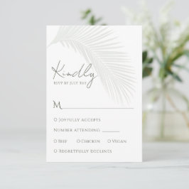 Elegante Tropische Palm Leaf RSVP Respons Kaart