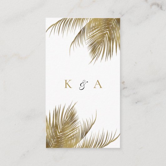 Elegante Tropische Palm Tree Beach bruiloft detail Informatiekaartje (Achterkant)