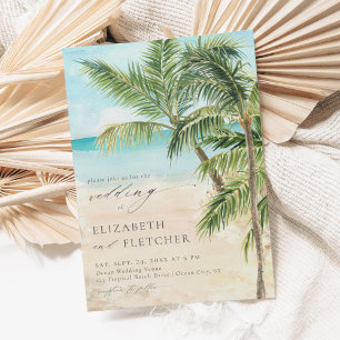 Elegante Tropische Palm Tree Beach bruiloft Kaart