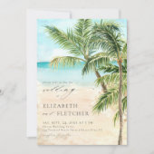 Elegante Tropische Palm Tree Beach bruiloft Kaart (Voorkant)