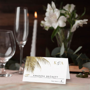 Elegante Tropische Palm Tree Beach bruiloft Plaatskaartje