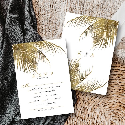 Elegante Tropische Palm Tree Beach bruiloft RSVP Kaartje