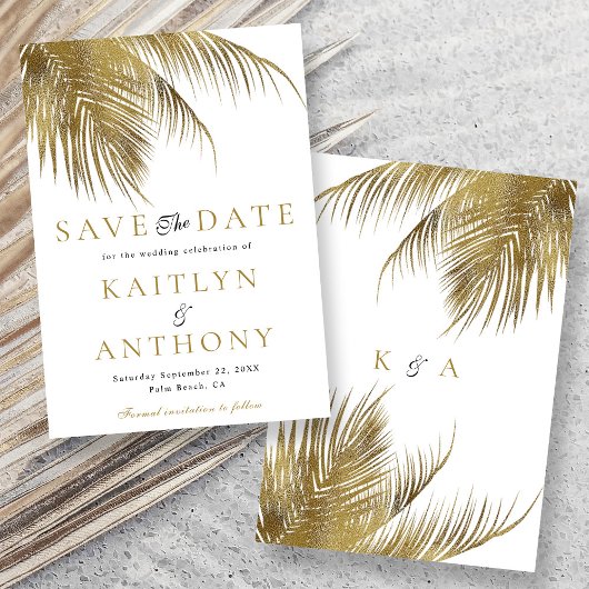 Elegante Tropische Palm Tree Beach bruiloft Save The Date