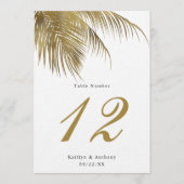 Elegante Tropische Palm Tree Beach Trouwtafel No. Kaart (Voorkant)