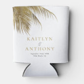 Elegante Tropische Palm Tree Beach Wedding Favorie Blikjeskoeler (Voorkant)